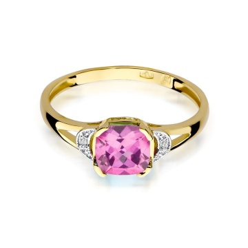 Inel Aur 14K cu Topaz Roz 1.10 ct si Diamante Naturale 0.01 ct - Img 2