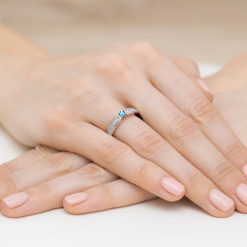 Inel Aur 14K cu Topaz Swiss 0.15 ct si Diamante Naturale 0.09 ct - Img 8