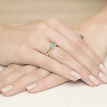 Inel Aur 14K cu Topaz Swiss 0.50 ct si Diamante Naturale 0.01 ct - Img 4