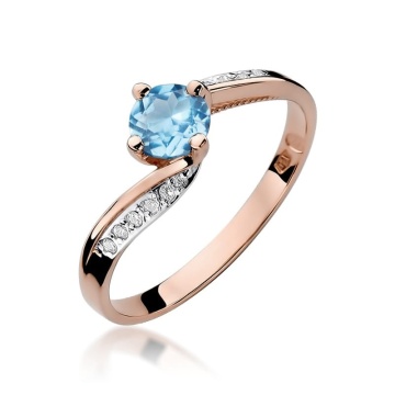 Inel Aur 14K cu Topaz Swiss 0.50 ct si Diamante Naturale 0.05 ct - Img 8