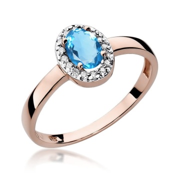 Inel Aur 14K cu Topaz Swiss 0.50 ct si Diamante Naturale 0.08 ct - Img 5