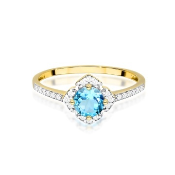 Inel Aur 14K cu Topaz Swiss 0.50 ct si Diamante Naturale 0.13 ct - Img 2