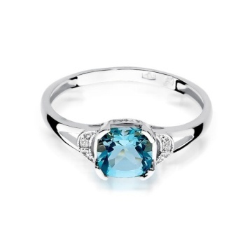 Inel Aur 14K cu Topaz Swiss 1.10 ct si Diamante Naturale 0.01 ct - Img 6