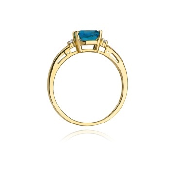 Inel Aur 14K cu Topaz Swiss 1.10 ct si Diamante Naturale 0.03 ct - Img 3