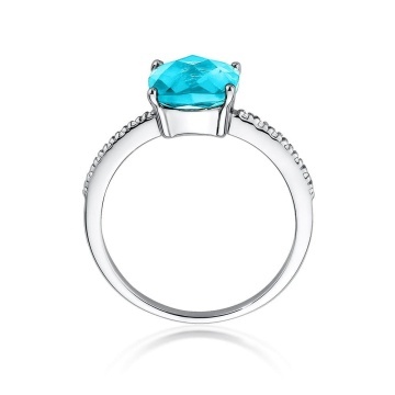 Inel Aur 14K cu Topaz Swiss 2.00 ct si Diamante Naturale 0.07 ct - Img 5