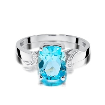 Inel Aur 14K cu Topaz Swiss 2.40 ct si Diamante Naturale 0.01 ct - Img 6