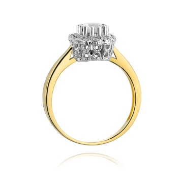 Inel Aur 14K cu White Sapphire 0.60 ct si Diamante Naturale 0.17 ct - Img 3