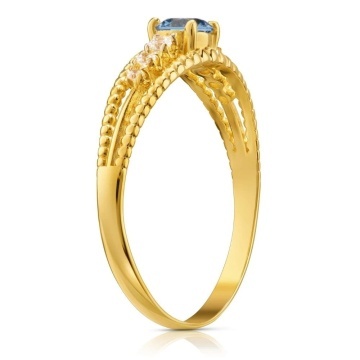 Inel Aur 8K cu Piatră Albastră și Zirconiu – Eleganță Refined G.0083a - Img 3