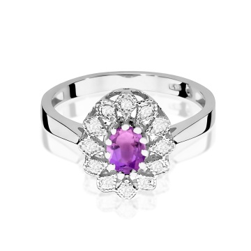 Inel Aur 9K cu Ametist 0.40 ct si Diamante Naturale 0.10 ct - Img 6
