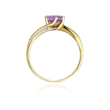 Inel Aur 9K cu Ametist 0.50 ct si Diamante Naturale 0.05 ct - Img 2