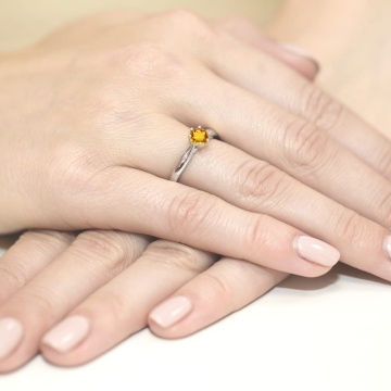 Inel Aur 9K cu Citrin 0.50 ct si Diamante Naturale 0.01 ct - Img 8
