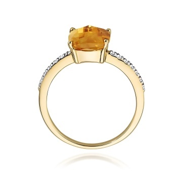Inel Aur 9K cu Citrin 2.00 ct si Diamante Naturale 0.07 ct - Img 3
