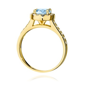 Inel Aur 9K cu Diamante Albastre de Laborator 1.38 ct - Img 3
