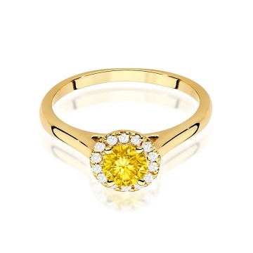 Inel Aur 9K cu Diamante Galbene de Laborator 0.62 ct - Img 2