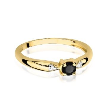 Inel Aur 9K cu Diamante Naturale Albe si Negre 0.13 ct - Img 2