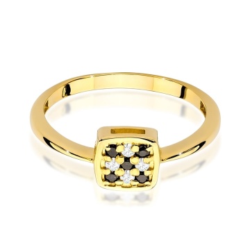 Inel Aur 9K cu Diamante Naturale Albe si Negre 0.13 ct - Img 2