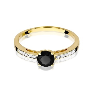Inel Aur 9K cu Diamante Naturale Albe si Negre 0.55 ct - Img 2