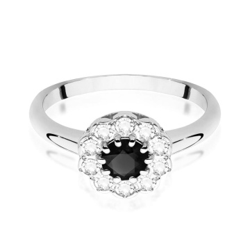 Inel Aur 9K cu Diamante Naturale Albe si Negre 0.80 ct - Img 5