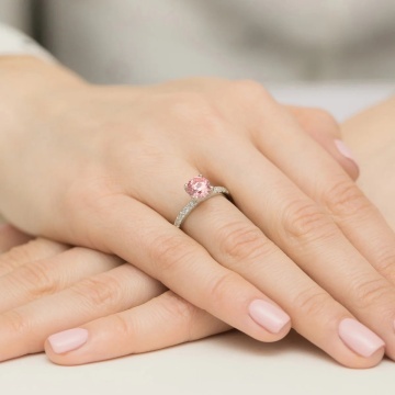 Inel Aur 9K cu Diamante Roz de Laborator 1.26 ct - Img 8