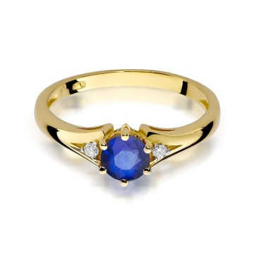Inel Aur 9K cu Safir 0.50 ct si Diamante Naturale 0.03 ct - Img 2
