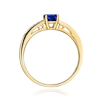 Inel Aur 9K cu Safir 0.50 ct si Diamante Naturale 0.05 ct - Img 3