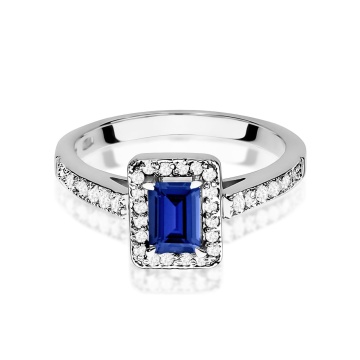 Inel Aur 9K cu Safir 0.60 ct si Diamante Naturale 0.22 ct - Img 6