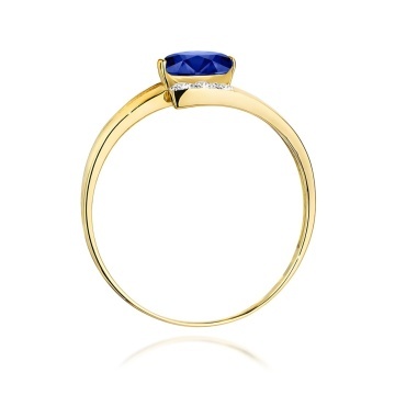Inel Aur 9K cu Safir 0.70 ct si Diamante Naturale 0.05 ct - Img 3