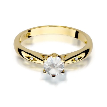 Inel Aur 9K cu Safir Alb 0.60 ct si Diamante Naturale 0.01 ct - Img 2