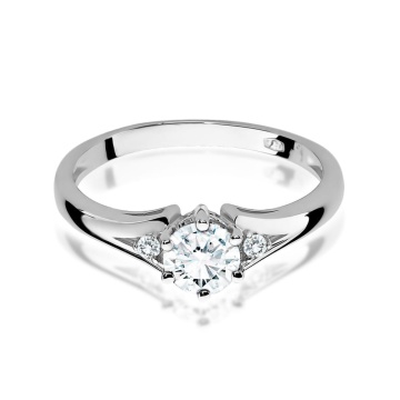 Inel Aur 9K cu Safir Alb 0.60 ct si Diamante Naturale 0.03 ct - Img 6