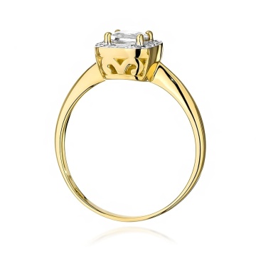 Inel Aur 9K cu Safir Alb 0.70 ct si Diamante Naturale 0.10 ct - Img 3