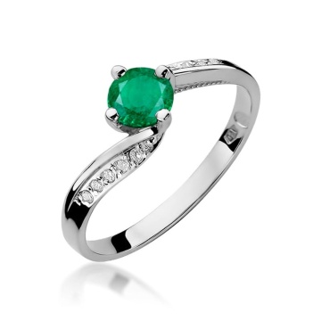 Inel Aur 9K cu Smarald 0.50 ct si Diamante Naturale 0.05 ct - Img 5