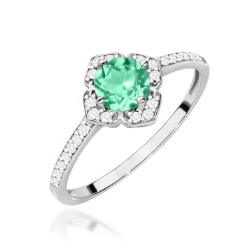 Inel Aur 9K cu Smarald 0.50 ct si Diamante Naturale 0.13 ct - Img 5