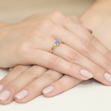 Inel Aur 9K cu Tanzanit 0.50 ct si Diamante Naturale 0.03 ct - Img 8