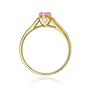 Inel Aur 9K cu Topaz Roz 0.30 ct si Diamante Naturale 0.10 ct - Img 3