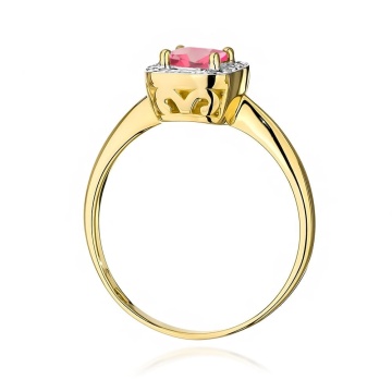 Inel Aur 9K cu Topaz Roz 0.65 ct si Diamante Naturale 0.10 ct - Img 2