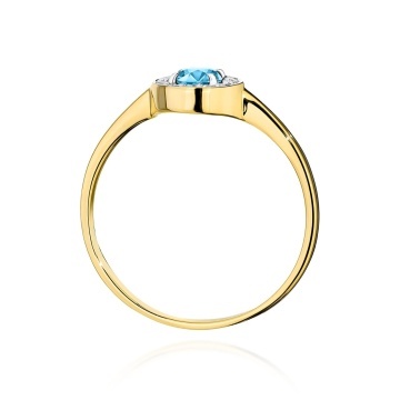 Inel Aur 9K cu Topaz Swiss 0.25 ct si Diamante Naturale 0.10 ct - Img 3