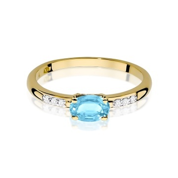 Inel Aur 9K cu Topaz Swiss 0.50 ct si Diamante Naturale 0.03 ct - Img 2