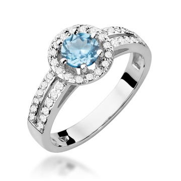 Inel Aur 9K cu Topaz Swiss 0.50 ct si Diamante Naturale 0.20 ct - Img 5