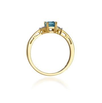 Inel Aur 9K cu Topaz Swiss 0.65 ct si Diamante Naturale 0.03 ct - Img 3