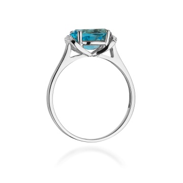 Inel Aur 9K cu Topaz Swiss 1.70 ct si Diamante Naturale 0.04 ct - Img 7
