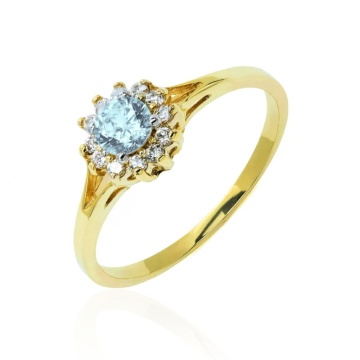 Inel elegant cu flori din aur, albastru pr. 333 2.1455a - Img 3