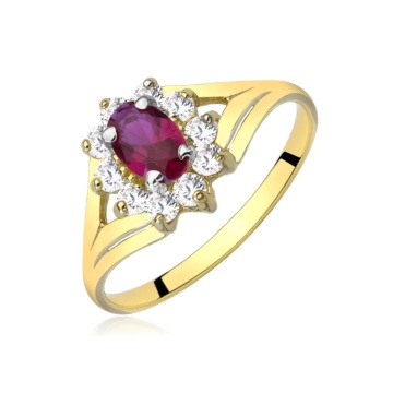 Inel Elegant din Aur 8K cu Zirconii Roz Închis, Mărimea 6 x 4 mm - Img 6