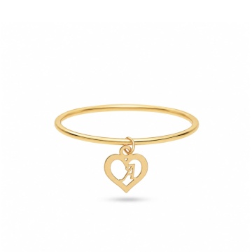 Inel Heart cu inițială AUR 14K - Img 2