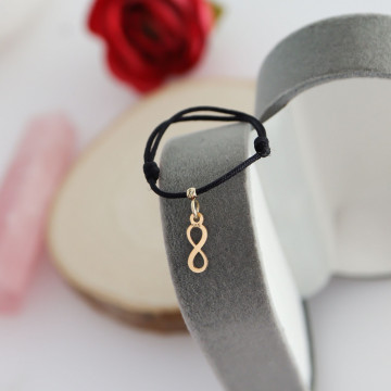 Inel snur reglabil si charm infinit din Aur 14k 585 - Img 2