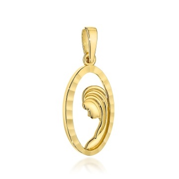 Medalion Aur 14K Femei - Imaginea Maicii Domnului Într-un Oval Rafinat