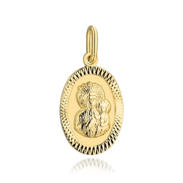 Medalion de aur al Maicii Domnului într-un oval cu încadrare de diamant