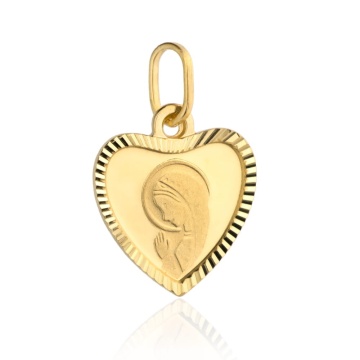 Medalion Inima Aur 14k cu Maica Sfanta - Img 2