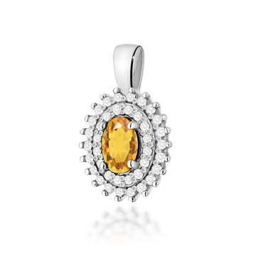 Pandantiv Aur 14K cu Citrin 0.60 ct si Diamante Naturale 0.19 ct - Img 3