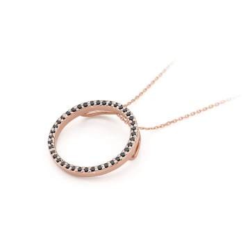 Pandantiv Aur 14K cu Diamante Naturale Negre 0.20 ct - Img 3