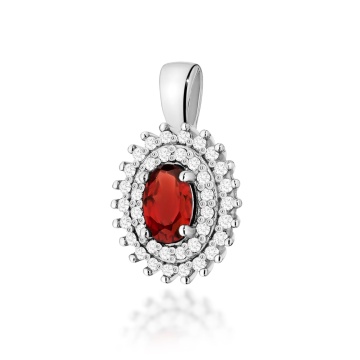 Pandantiv Aur 14K cu Granat 0.50 ct si Diamante Naturale 0.19 ct - Img 3